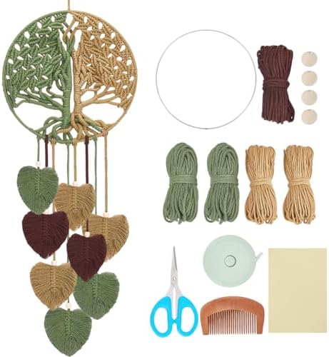 ACRNIGHEET DIY Macrame Kit for Adults Beginners Handmade Leaves Tree of Life DIY Boho Macrame Wall Hanging Ornaments with Macrame Supplies Wall Hanging Kit for Home Decor Craft Gifts(Coffee Series) by ACRNIGHEET