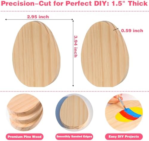 Easter Egg Painting Kit, DIY Craft Kit with 9 Blank Wooden Eggs, Unfinished Standing Wood Ornaments to Paint for Adults Family, Spring Home Decor Table Centerpiece Easter Party Supplies - Image 5