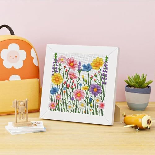 Wildflowers Stamped Cross Stitch Kits for Adult Beginner with Wooden Frame - Image 2