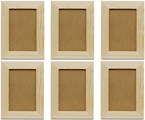Creative Hobbies Pack of 6 - Unfinished Solid Pine Wood Picture Frames for Arts & Crafts, DIY Painting Project - Stand or Hang on the Wall - (8x6 Frame Size Holds 6x4 Pictures) for Adults and Kids - Image 2