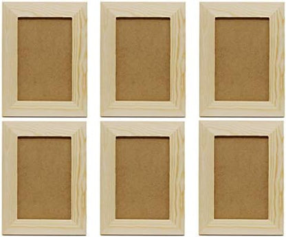 Creative Hobbies Pack of 6 - Unfinished Solid Pine Wood Picture Frames for Arts & Crafts, DIY Painting Project - Stand or Hang on the Wall - (8x6 Frame Size Holds 6x4 Pictures) for Adults and Kids - Image 2