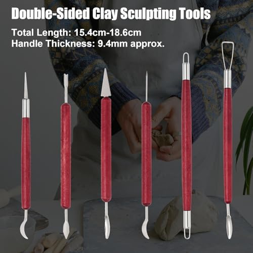 suiwotin 6pcs Clay Sculpting Tools Set, Pottery Trimming Tools - Image 2