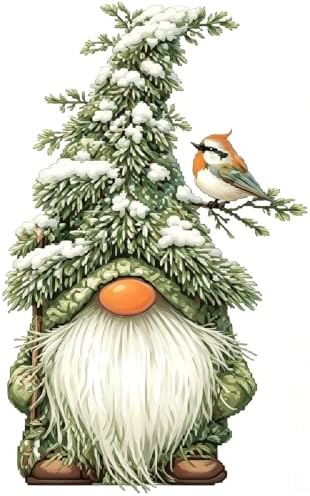 Winter Gnome Stamped Cross Stitch Kits for Beginner 13.7x13.7 Inch by Mosaflare