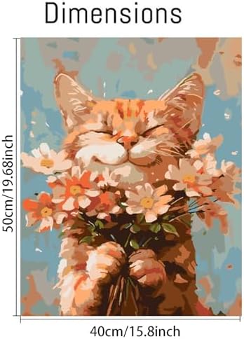 DIY Cat and Flower Paint by Numbers Kits for Adults, Painting by Numbers for Adult & Beginner on Canvas, Animal Oil Painting Kits Perfect for Home Decoration 16x20 Inch - Image 2