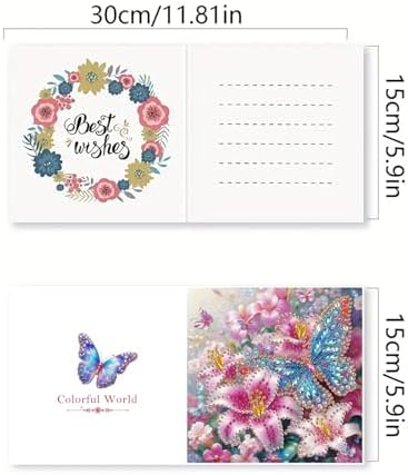 DIY Diamond Greeting Cards Set, 5D DIY Diamond Art Painting Festival Style Greeting Card, DIY Christmas Card Making Kits for Family Friends Handmade Gift-#06-6PC Butterfly - Image 2