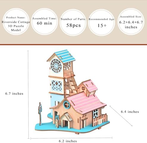 Log Cabin 3D Wooden House Puzzle,DIY Mini Building Model Kit，011 - Image 2