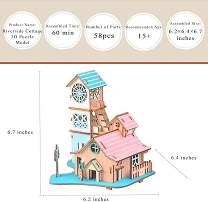 Log Cabin 3D Wooden House Puzzle,DIY Mini Building Model Kit，011 - Image 2