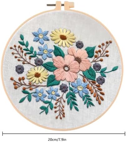 Huacan Embroidery Kits Flower for Adults Beginner 4 Pcs DIY Cross Stitch Stamped Flowers Pattern Stitching Sewing Kit 7.9 x 7.9 Inch - Image 3