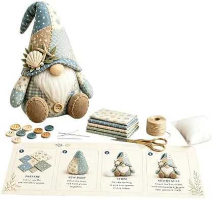3D DIY Animal Patchwork Sewing Kit, Handmade Fabric Craft Set for Gnome and Cat Decor, Suitable for Adult Beginner DIY Projects (Light Blue) by Unknown