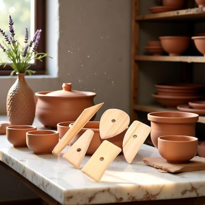 5 Pcs Pottery Clay Sculpting Tools Set,Wooden Pottery Clay Ribs Ceramic Potter Rib Ceramic Clay Sculpting Scrapers Tools Pottery Shaping Trimming Tools Ceramic Pottery Tools - Image 2