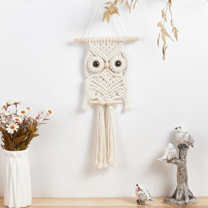 BEUNITONE Leisure Arts Macrame Kit for Beginners Owl Macrame Kit DIY Macrame Kit with Instructions Video Macrame Wall Hanging Supplies Dream Catcher Kit for Room Wall Decoration Easy to Install - Image 7