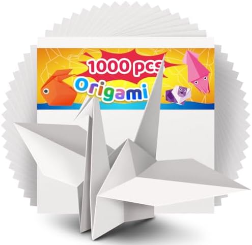 IOOLEEM White Origami Paper, 1000 Sheets, 6 Inch Square, Double Sided Colored Paper for DIY Crafts by IOOLEEM