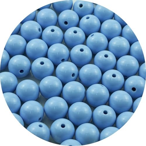60pcs Acrylic Round Beads for Crafts 14mm Resin Candy Color Spacer Beads with Hole for Jewelry Making Sewing Crafts Decoration Necklaces Bracelets Earrings Supplies(Blue) by Unknown