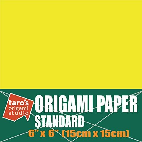[Taro's Origami Studio] Standard 6 Inch One Sided Single Color (Yellow) 50 Sheets (All Same Color) Square Easy Fold Premium Japanese Paper for Beginner (Made in Japan) - Image 2