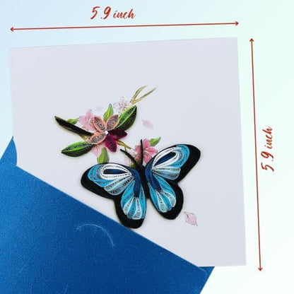 Quilling Cards, handmade card, quilled cards with Dedicated Paper, quilling birthday cards for women or all occasions: Mother's day, Greeting card, Birthday... daisy bouquet (Flowers with dragonfly) (Butter fly) - Image 4