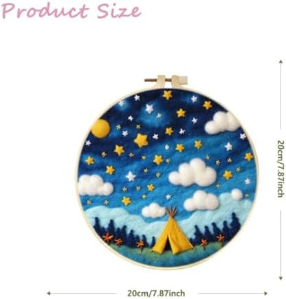 CaptainCrafts Needle Felting Kit for Adults Stars Clouds Landscape Pattern - Image 2