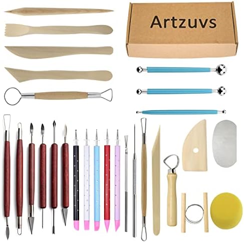 Artzuvs Clay Sculpting Tools 28pcs Polymer Pottery Modeling Tools Set for Ceramic Club Crafts,Carving,Sculpture,Shaping, Hobbyists,Artists,Expert by Artzuvs