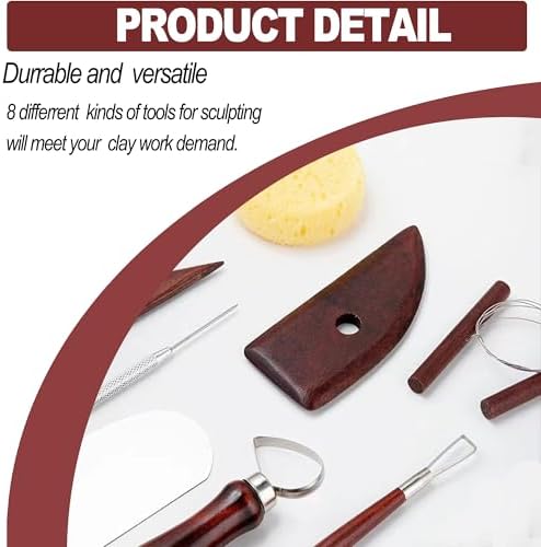 LINPHCEY 8-Piece Clay Sculpting Tools Set Perfect for Polymer Air Dry Modeling Clay Beginners & Professionals Ideal for DIY Pottery & Ceramics Tools for Clay Sculpey Sculpting & Crafting - Image 3