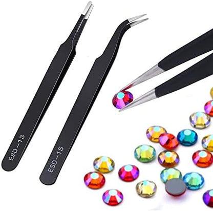 11 Pcs Silicone Resin Mold Tools Set Stirring Needle Spoon Tool Tweezers Precision Kit, Anti-Static Electronics Tweezers Set for Resin Art Crafts,Jewelry Making(Rose Red+White) - Image 6
