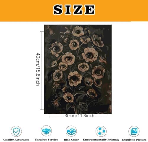 Eyes Flowers Paint by Numbers Kit for Adults Framed Canvas, Frameworkless - Image 3
