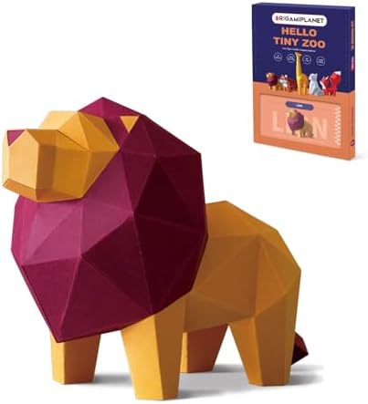 Lion 3D Origami Paper Craft Kit, Creative Handmade Paper Sculpture Art for Home Decor, Unique Pre-Cut DIY Cute Animal Models Origmai Papercraft Set, Present for Teens & Adults by Unknown