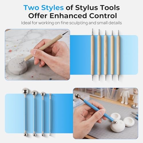 Nicpro 120ml Air Dry Clay Glaze and 32 PCS Clay Tools Kit, Gloss Varnish - Image 3