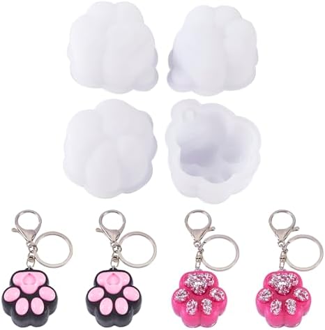 4Pcs Paw Print Silicone Mold Cat Dog Footprint Resin Casting Pendants Molds for Keychain Crafts Epoxy Resin Jewelry Making 54x48mm by Spritewelry