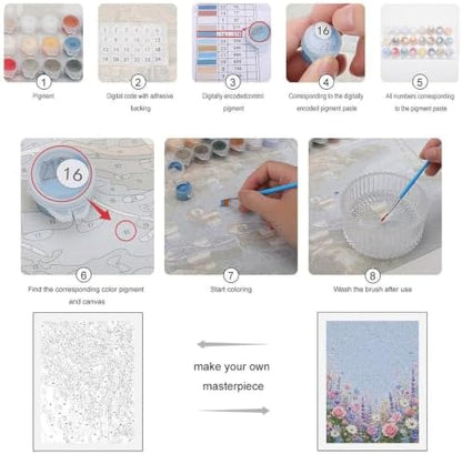 Lyngora Paint by Numbers Kit for Adults Beginner Art Decor Blue Rose Meadow - Image 3