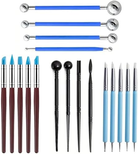 18Pcs Clay Sculpting Tool Set, Polymer Clay Kit with Ball Stylus Pens, Silicone Sculpting Brushes & Detail Carving Tools, Professional Pottery Modeling Tools for Clay, Ceramic & DIY Crafts by DAIXIANGER