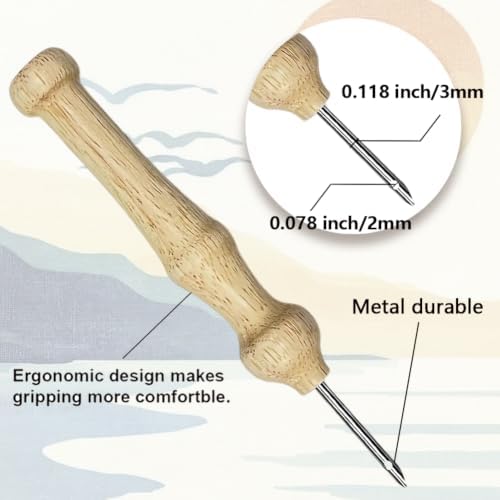 BEUNITONE 2Set Punch Needle Kits with Beach Pre-Print Pattern Easy for Adults Beginners, DIY Craft Embroidery Needlepoint Kits, Punch Needle Set for Craft Lovers Home Decor Festival Gift 9.4x9.4 - Image 3