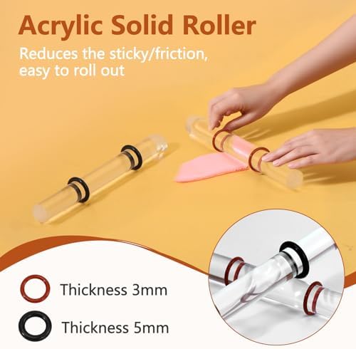 Polymer Clay Cutter Tools, Acrylic Roller Pin, 5 Pieces Flexible Clay Cutters, Ceramic Cutters Slicer Kit Clear Rectangle Sheet Press Board Wire Texture Set Needle Detail Modelling Supplies - Image 3