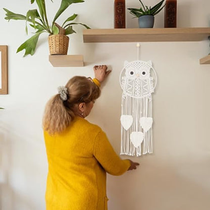 INFUNLY Owl Macrame Kit - All in One Wall Hanging Starter Set for Adult Beginners - Boho Macrame Supplies for Living Room & Bedroom Decoration - Image 6