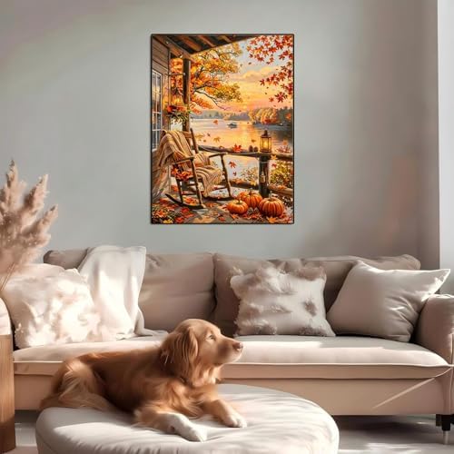 AOSGEDY Fall Paint by Numbers Kit for Adults - Autumn Landscape Adult Paint by Number Kits on Canvas Without Frame for Beginner, DIY Acrylic Oil Painting by Numbers Kit for Home Wall Decor 16x20 Inch - Image 4