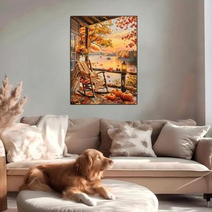 AOSGEDY Fall Paint by Numbers Kit for Adults - Autumn Landscape Adult Paint by Number Kits on Canvas Without Frame for Beginner, DIY Acrylic Oil Painting by Numbers Kit for Home Wall Decor 16x20 Inch - Image 4