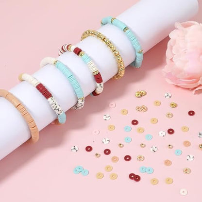 Believo Polymer Clay Beads Kit for DIY Jewelry – with Elastic Cord, Spacer Beads, Colorful Flat Heishi Beads – Ideal for Bracelet & Necklace Making (Macarons) - Image 2