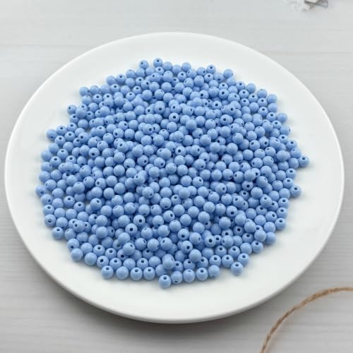 700pcs Acrylic Round Beads for Crafts 6mm Resin Candy Color Spacer Beads with Hole for Jewelry Making Sewing Crafts Decoration Necklaces Bracelets Earrings Supplies(Blue) - Image 2