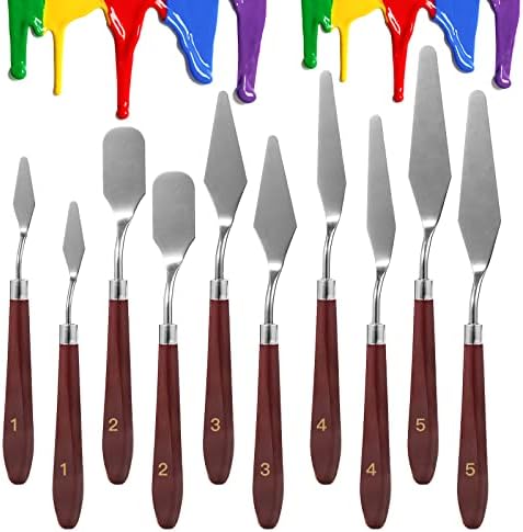 10PCS Palette Knife, Stainless Steel Painting Knife Set, Flexible Spatula Pallet Knife, Metal Artist Knives, Oil Painting Accessories Color Mixing Scraper for Oil, Canvas, Acrylic Painting By CUALORK by Cualork