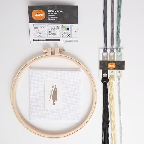 Simply Make Cross Stitch Kit Moon Design, Halloween, Hoop, Embroidery Thread, Fabric and Needle, for Beginners, Starter Cross Stitch Craft Kit, Great Gifts, Craft Hobbyists, Halloween Home Décor - Image 3