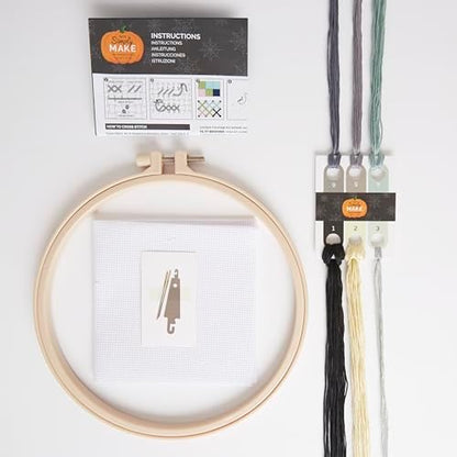 Simply Make Cross Stitch Kit Moon Design, Halloween, Hoop, Embroidery Thread, Fabric and Needle, for Beginners, Starter Cross Stitch Craft Kit, Great Gifts, Craft Hobbyists, Halloween Home Décor - Image 3