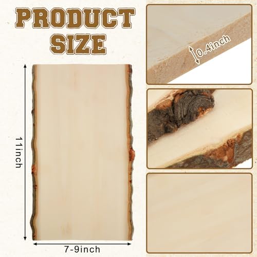 Briwooody 6 Pack Live Edge Wood Slab Unfinished Wood Boards, 11 x 7-9 Inch - Image 2