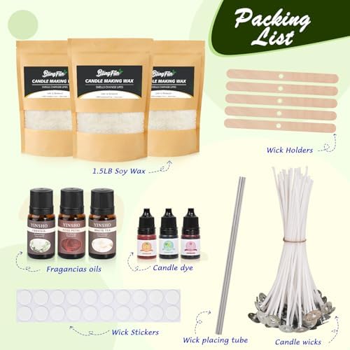 Blingfun Candle Making Kit for Beginners, Soy Wax Candle Making Supplies with Natural Soy Wax, Essential Oils, Candle Dye & Candle Wicks, DIY Home Craft Gift for Adults & Women - Image 2