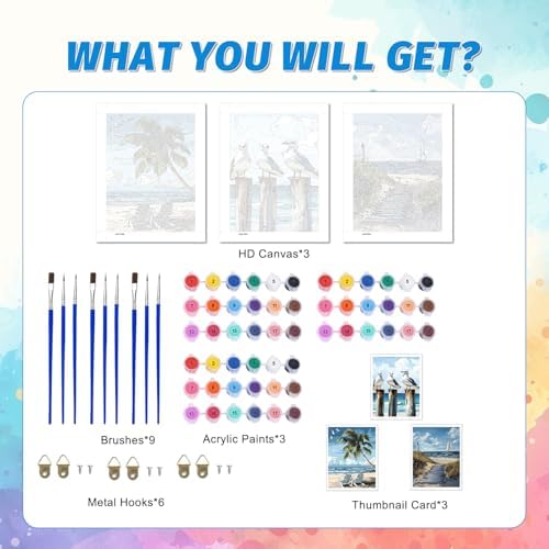 PHANTASYART 3 Pack Beach Paint by Numbers Kit for Adults 12x16inch - Image 6