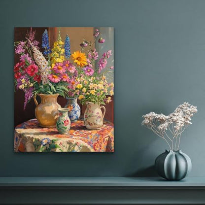Banket Paint by Numbers Kit for Adults Beginner Flower DIY Oil Painting Kits for Adults Bottle Flowers Easy Adult Paint by Number Kits on Canvas Color by Numbers for Gifts Home Wall Decor 16x20 Inch - Image 2
