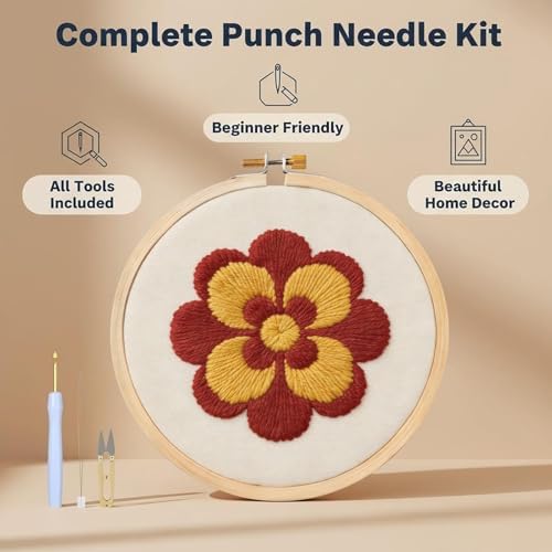 AohaiNova Punch Needle Kit for Adult Beginners,Punch Needling Set Flower - Image 2