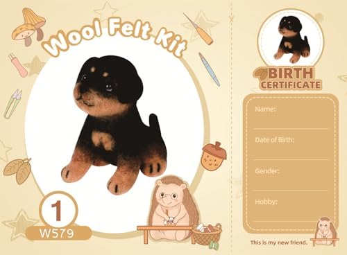 Wizardi Beginner Needle Felting Kit for Adults - Norwegian Elkhound. Animal Felting Kit 7x8.5cm. Felting Tools. Wool Felting Supplies. Felt Crafts. Wool Felt. F07N8-W547-N1 by Wizardi