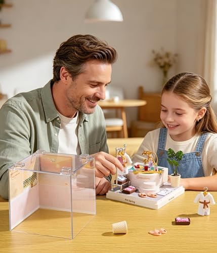 Japanese Hot Spring Bathroom Super Miniature House Kit - DIY Plastic 3D Model Building Set for Teens, Build Your Own Spa Bathroom with Dustproof Case, Creative Craft Gift for Girls Women - Image 4