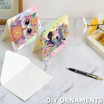 6PCS Owls Pandas Diamond Art Painting Greeting Cards Kit with Envelopes - 5D DIY Diamond Art Card Kits for Adults - Handcrafted Postcards for Birthday & Holiday - Image 7