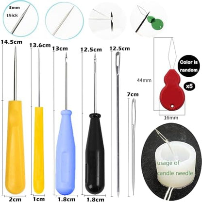 11 Pcs Candle Needle Kit,Wick Inserting Tool Molds Punch Needle with Hook Eye,Large-Eye Candle Wicking Needle(2 Style) - Image 2