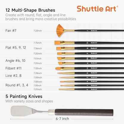 66 Pack Acrylic Paint Set, Shuttle Art Acrylic Painting Set with 30 Colors Acrylic Paint, Wooden Easel, Painting Canvas, Paint Brushes, Palettes, Art Painting Supplies for Kids Adults Beginner Artists - Image 6