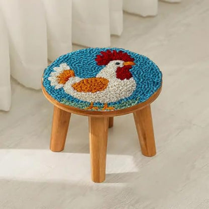 Latch Hook Rug Kit Cute Rooster Easy for Beginners Round Shape Carpet Crochet Yarn Craft Mini Rug DIY Hook and Latch Little Tapestry for Home Decor 30x30cm-1 - Image 4